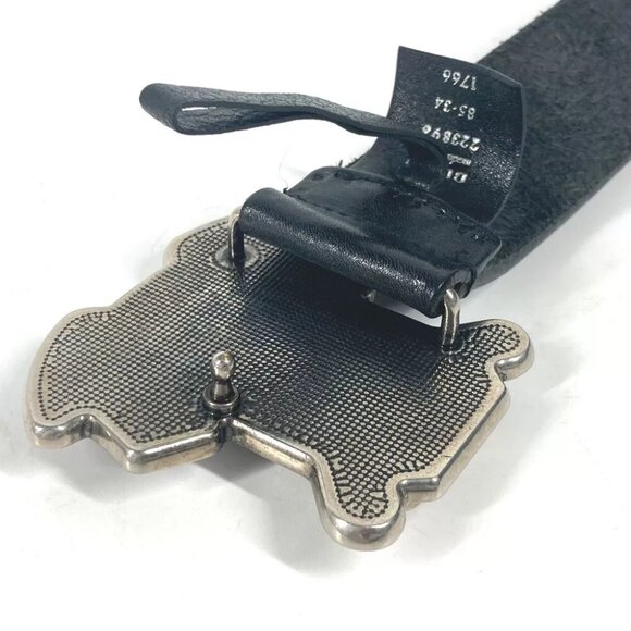 GUCCI 223896 G logo buckle belt Leather Black/Silver